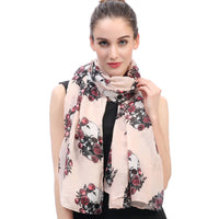Skull and Rose Print Scarf