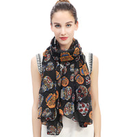 Halloween Sugar Skull Print Scarf