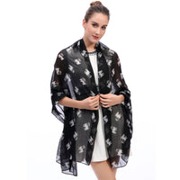 Pug Dog Print Scarf Lightweight