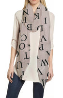 English Letters Print Women's Scarf Lightweight for All Seasons