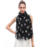 Pug Dog Print Scarf Lightweight