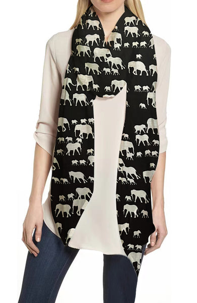 Elephant Print Women's Scarf Lightweight for All Seasons