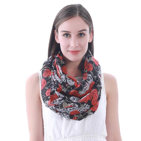 Skulls and Roses Print Scarf