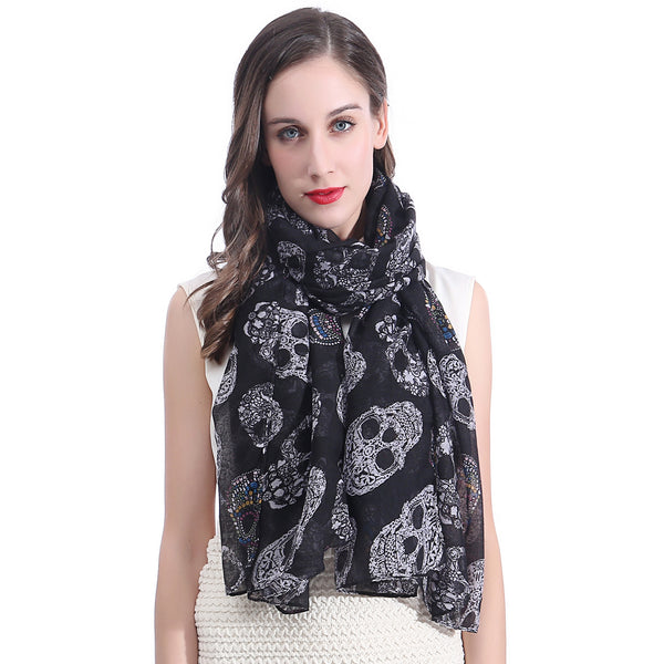 Halloween Sugar Skull Print Scarf