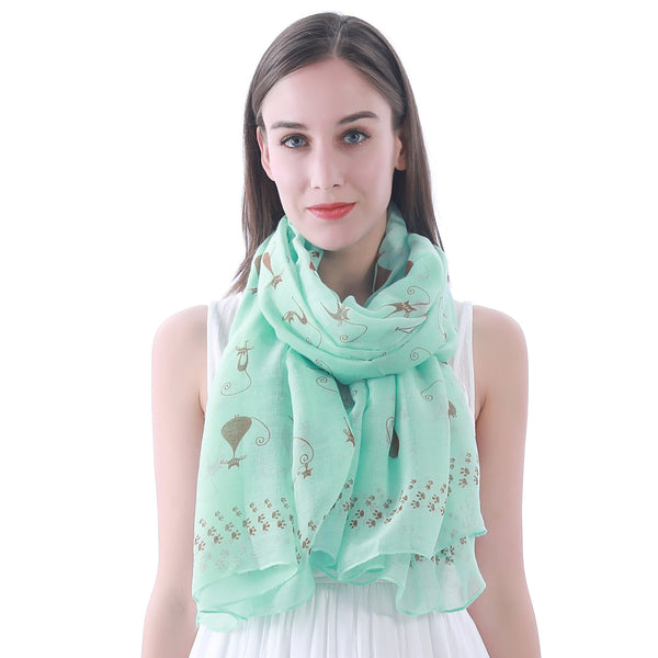 Cat Print Scarf Lightweight