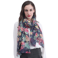 Butterfly Floral Print Scarf Lightweight