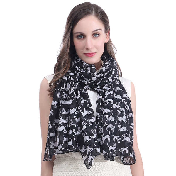 Cat Print Scarf Lightweight