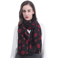 Valentine's Day Lips Kiss Print Scarf