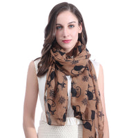 Cat Print Scarf Lightweight