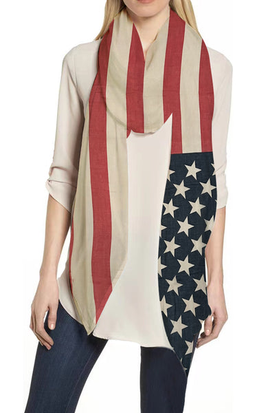 American Flag Print Women's Scarf Lightweight for All Seasons