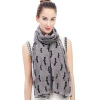 Halloween Bat Print Scarf Lightweight