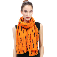 Halloween Bat Print Scarf Lightweight